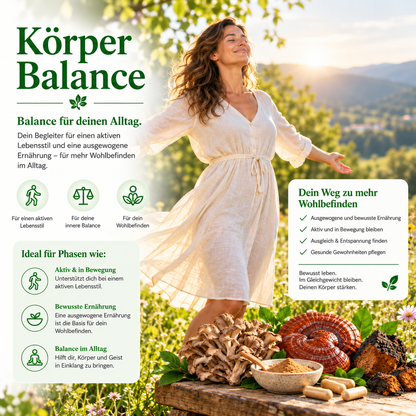 Körper Balance Bio-Vitalpilz-Extrakt-Mischung mit Maitake, Reishi und Chaga - OnlinePilze