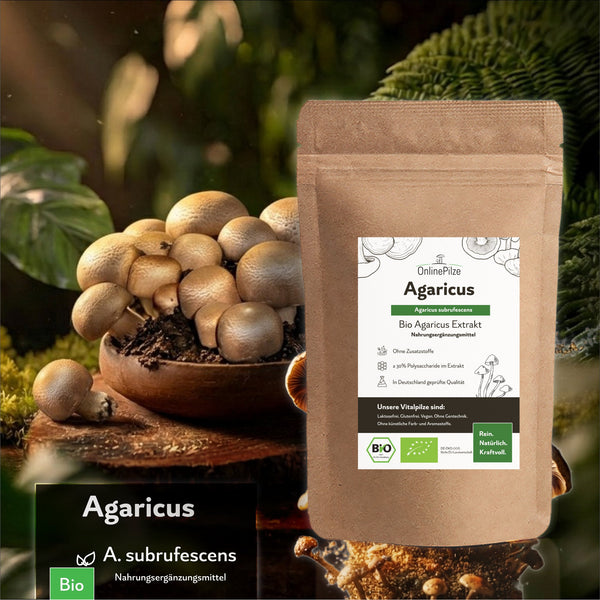 "Agaricus" Bio Vitalpilz Extrakt – Wohlbefinden & Balance - OnlinePilze