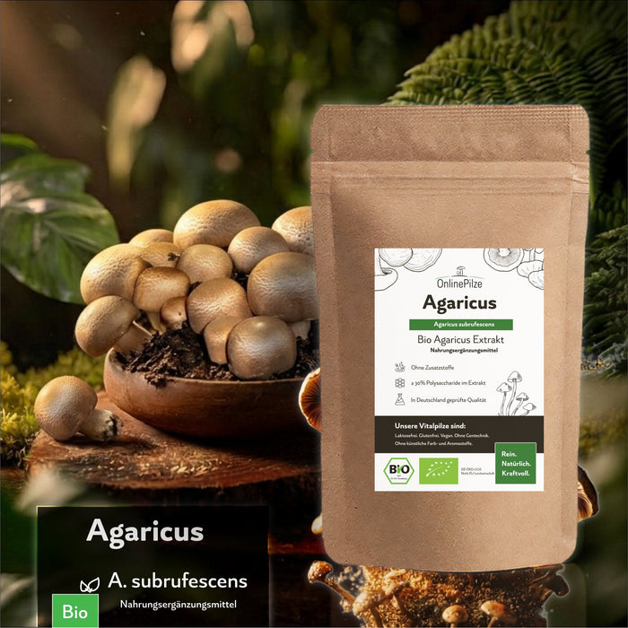 "Agaricus" Bio Vitalpilz Extrakt – Wohlbefinden & Balance - OnlinePilze
