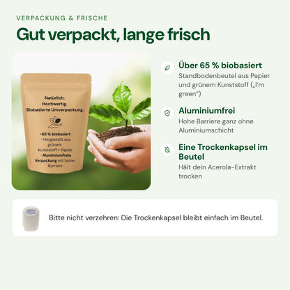 Biobasierter Standbodenbeutel mit Trockenkapsel – Bio Acerola-Extrakt