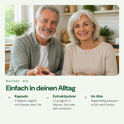 Maitake einfach im Alltag einnehmen – Kapseln oder Extraktpulver