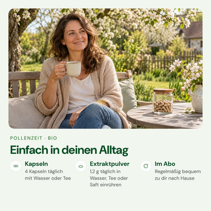 Pollenzeit einfach im Alltag einnehmen – Kapseln oder Extraktpulver
