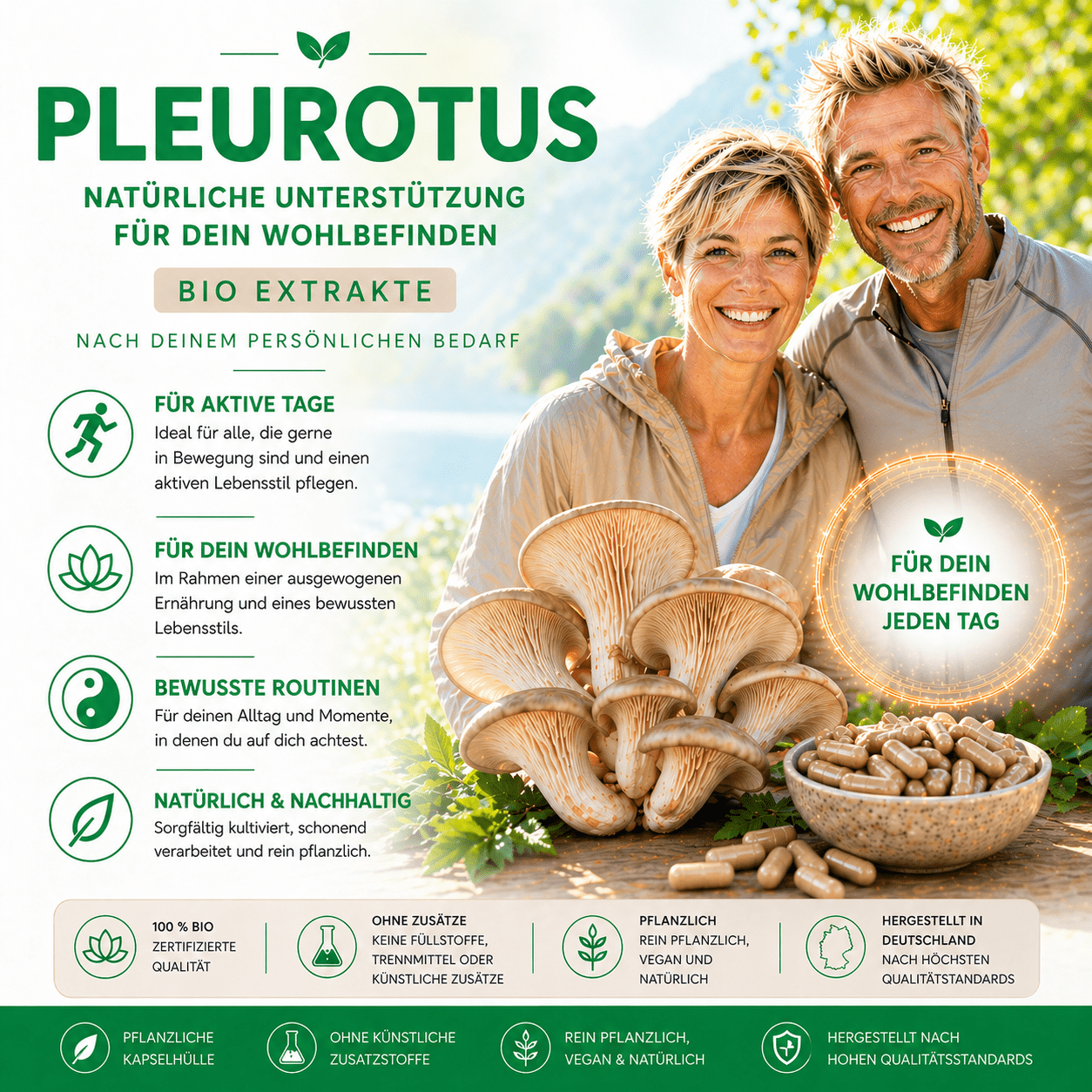 "Pleurotus" Bio Vitalpilz Extrakt – Balance & Leichtigkeit - Onlinepilze