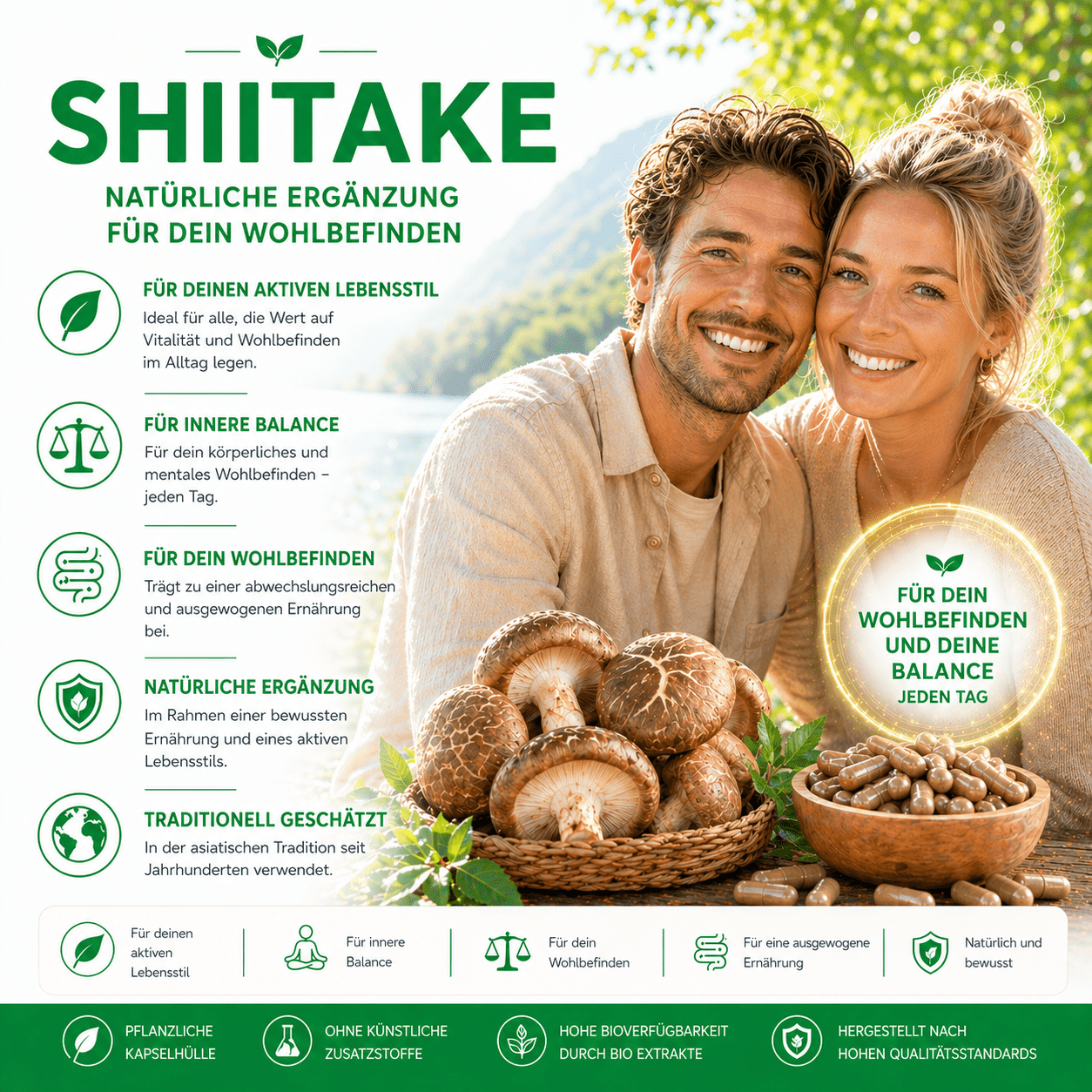 "Shiitake" Bio Vitalpilz Extrakt – Gleichgewicht - Onlinepilze