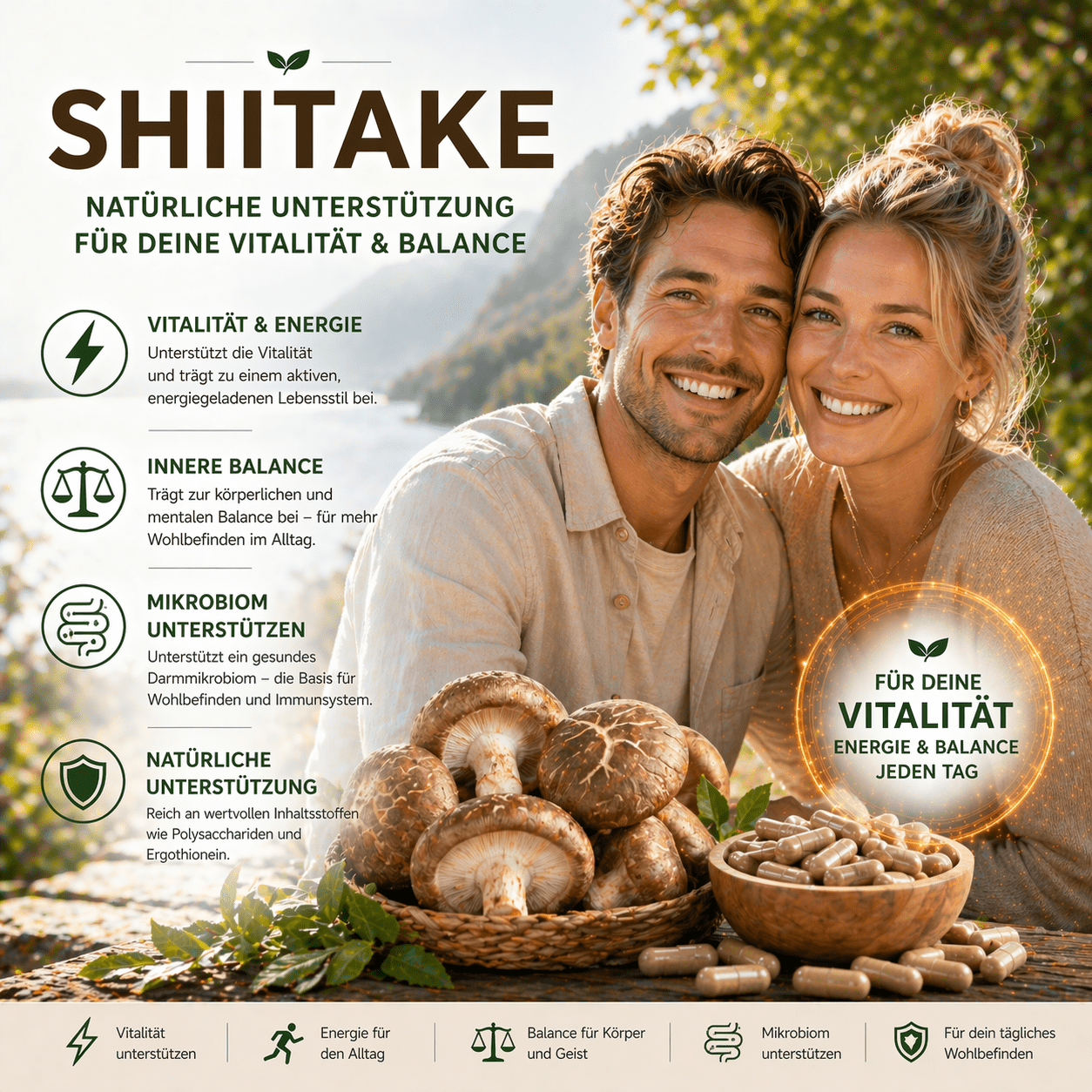 "Shiitake" Bio Vitalpilz Extrakt – Vitalität & Gleichgewicht - Onlinepilze